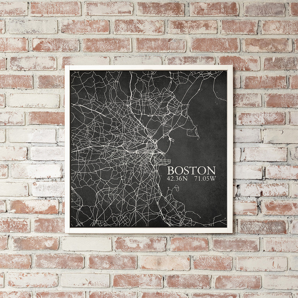 Charcoal Boston City Grid Wall Art