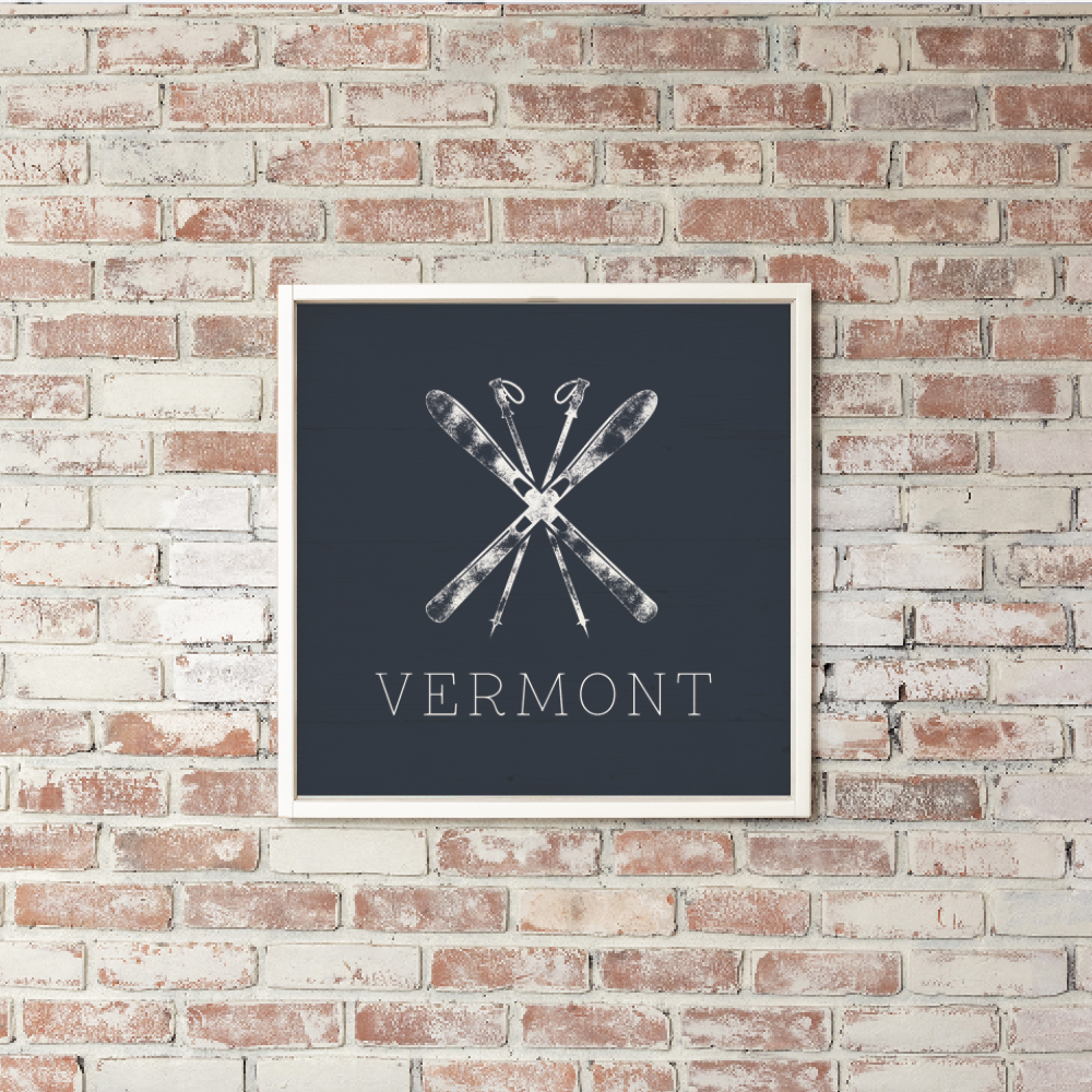 Personalized Navy Blue Ski Wall Art