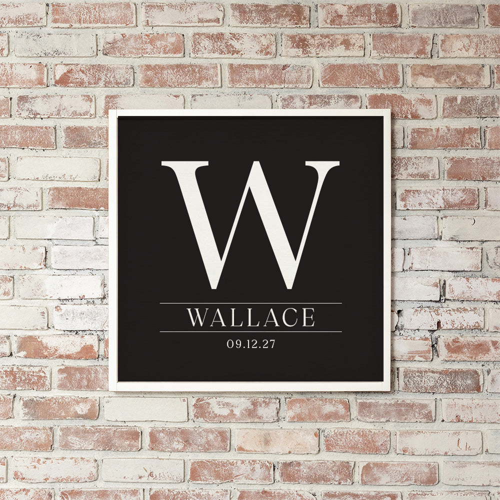 Initial Black Personalized Wall Art