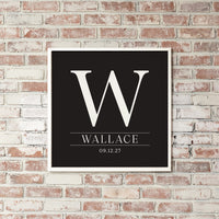 Initial Black Personalized Wall Art