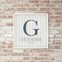 Custom Initial Striped Personalized Wall Art