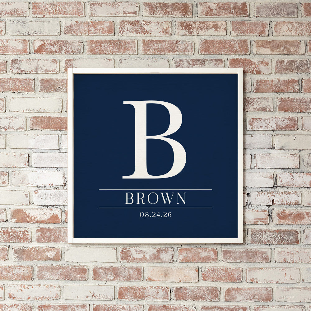Initial Navy Personalized Wall Art
