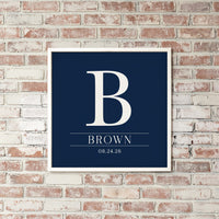 Initial Navy Personalized Wall Art