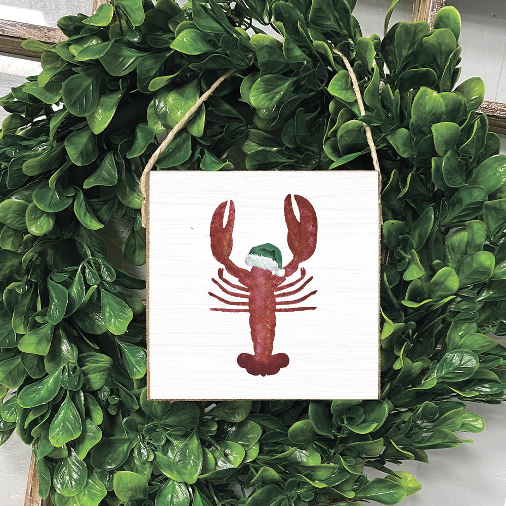 Santa Lobster Square Twine Sign