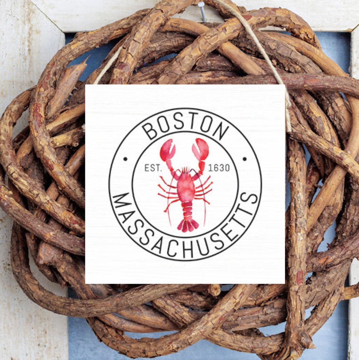 Boston Lobster Square Twine Sign