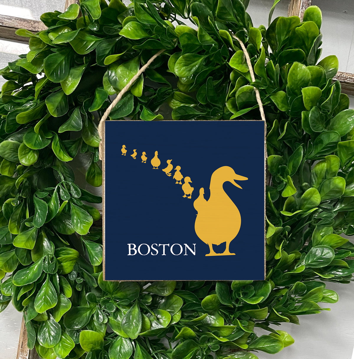 Boston Ducklings Square Twine Sign