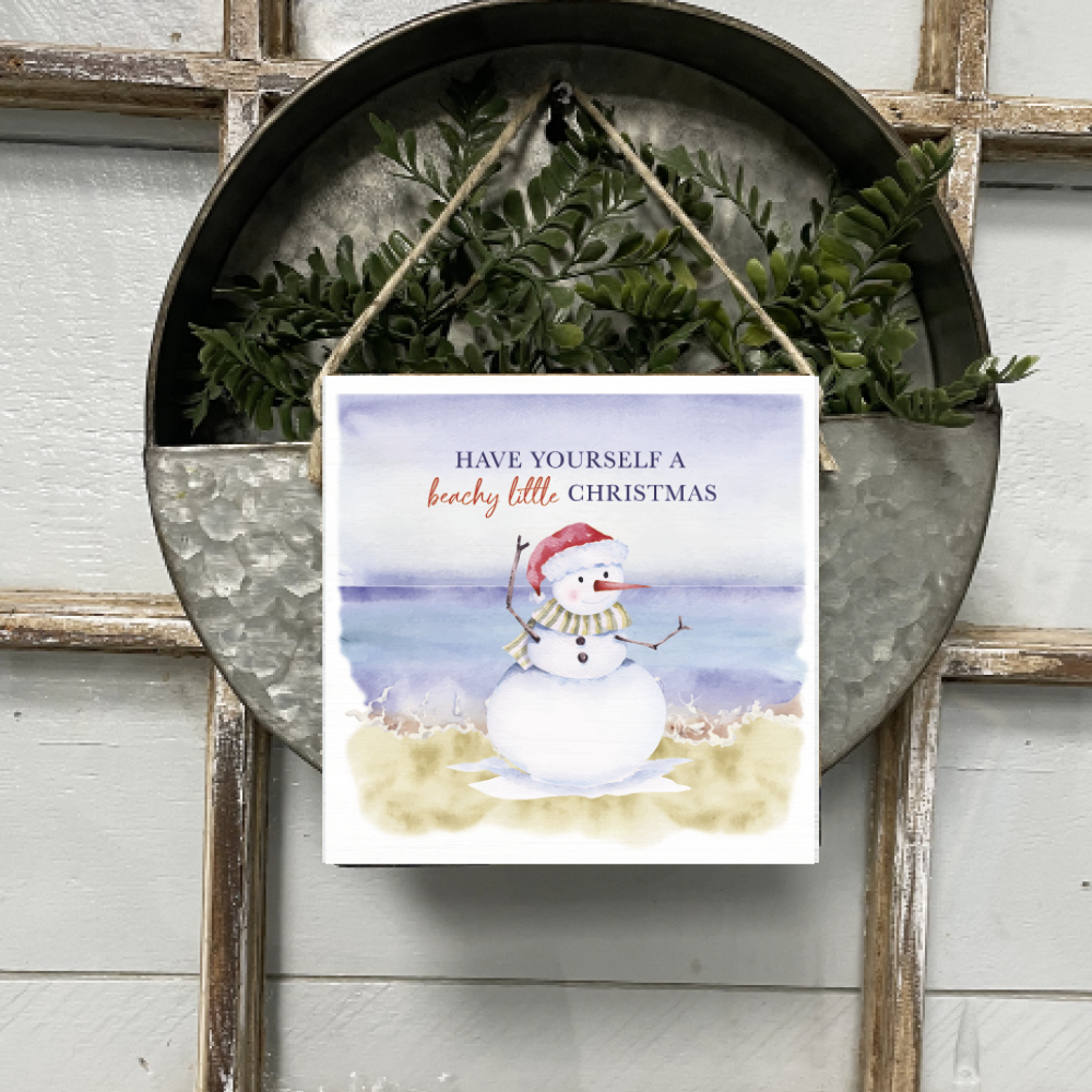 Have a Beachy Little Christmas Square Twine Hanging Sign