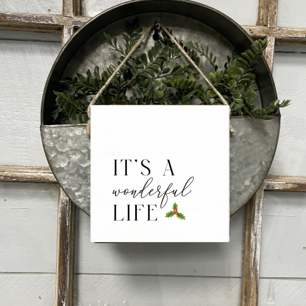 It's a Wonderful Life Square Twine Hanging Sign