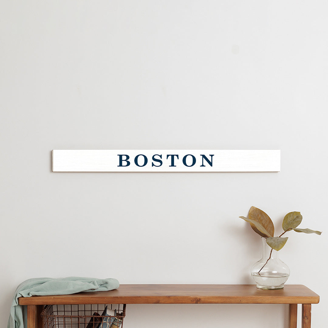 Personalized Your Word White/Navy Barn Wood Sign