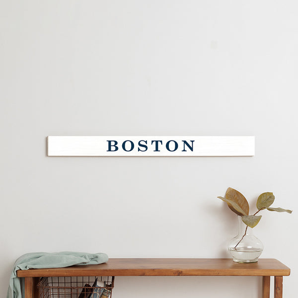 Personalized Your Word White/Navy Barn Wood Sign