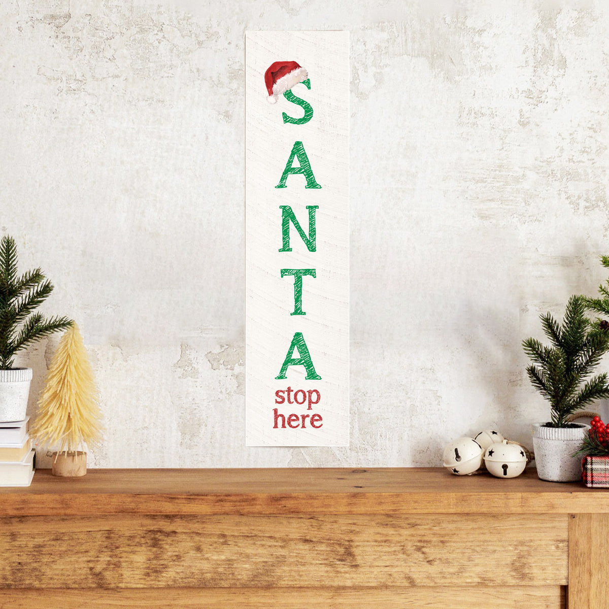 Santa Stop Here Barnwood Sign