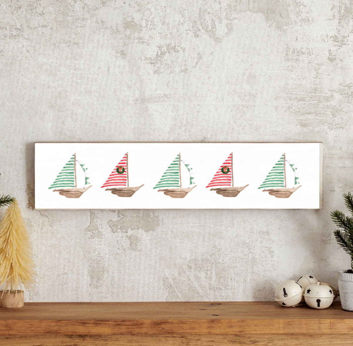 Holiday Sailboats Barn Wood Sign