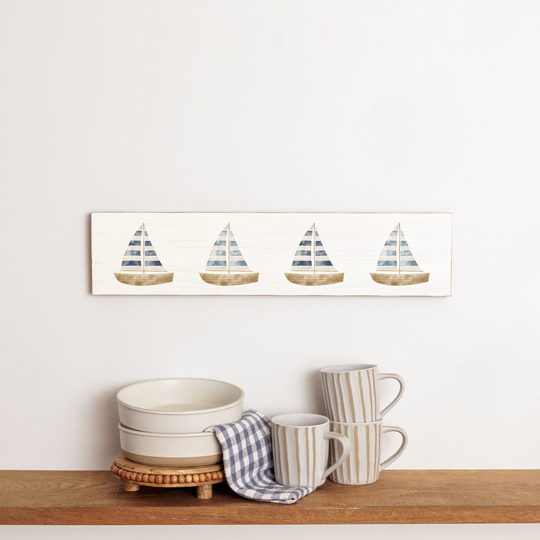 Repeating Sailboats Barn Wood Sign