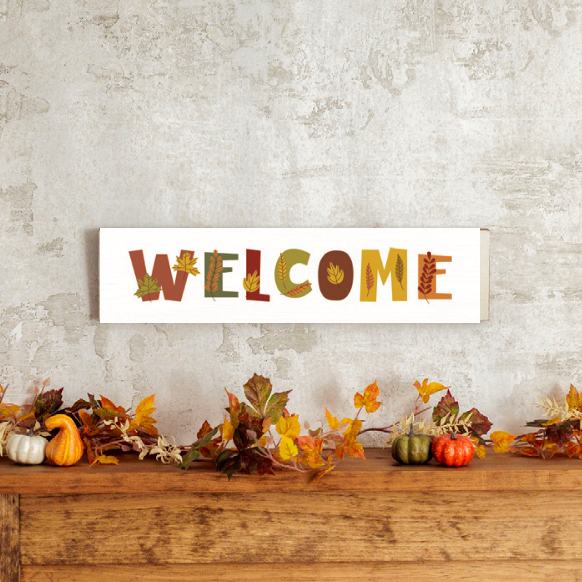 Fall Leaves Welcome Barn Wood Sign