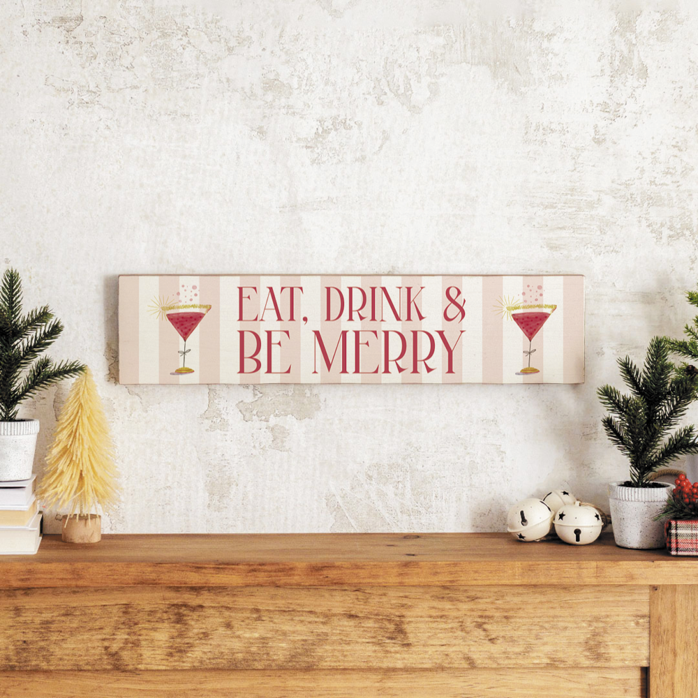 Eat, Drink, & Be Merry Martini Barnwood Sign