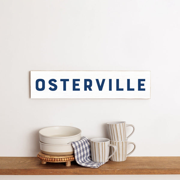 Classic White and Blue Personalized Barn Wood Sign