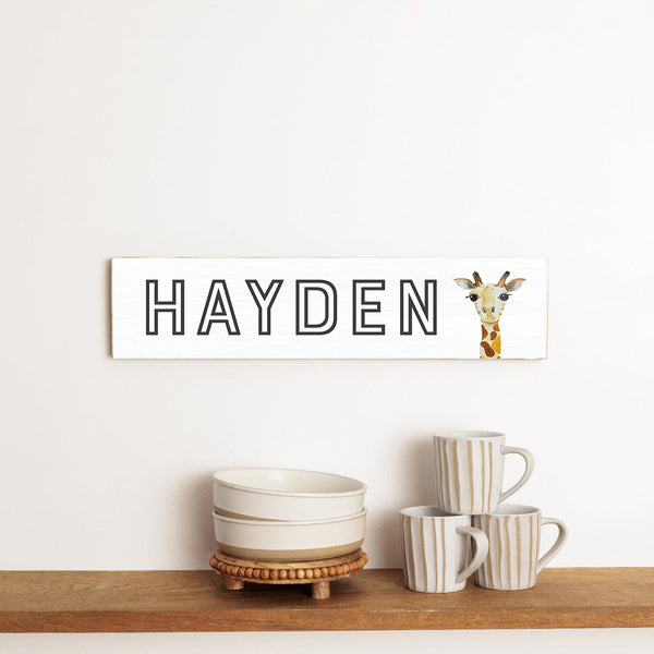 Giraffe Personalized Barn Wood Sign
