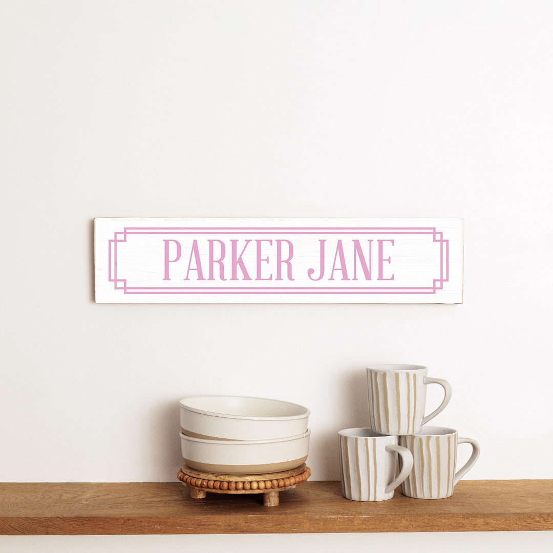 Gingham Pink Personalized Barn Wood Sign