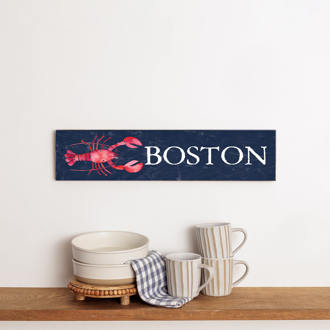 Personalized Navy Lobster Wood Sign