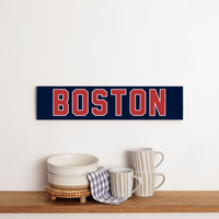 Red and Blue Boston Personalized Barnwood Sign