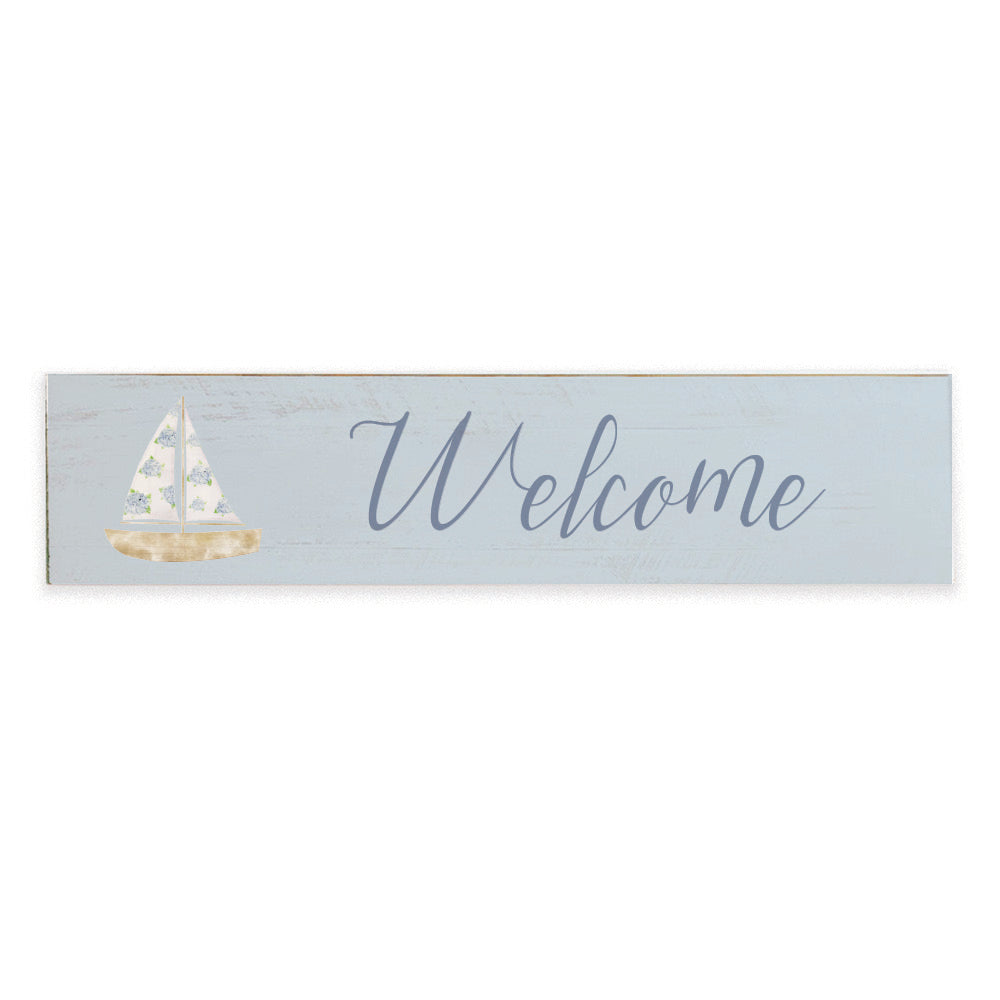 Hydrangea Sailboat Personalized Barnwood Sign