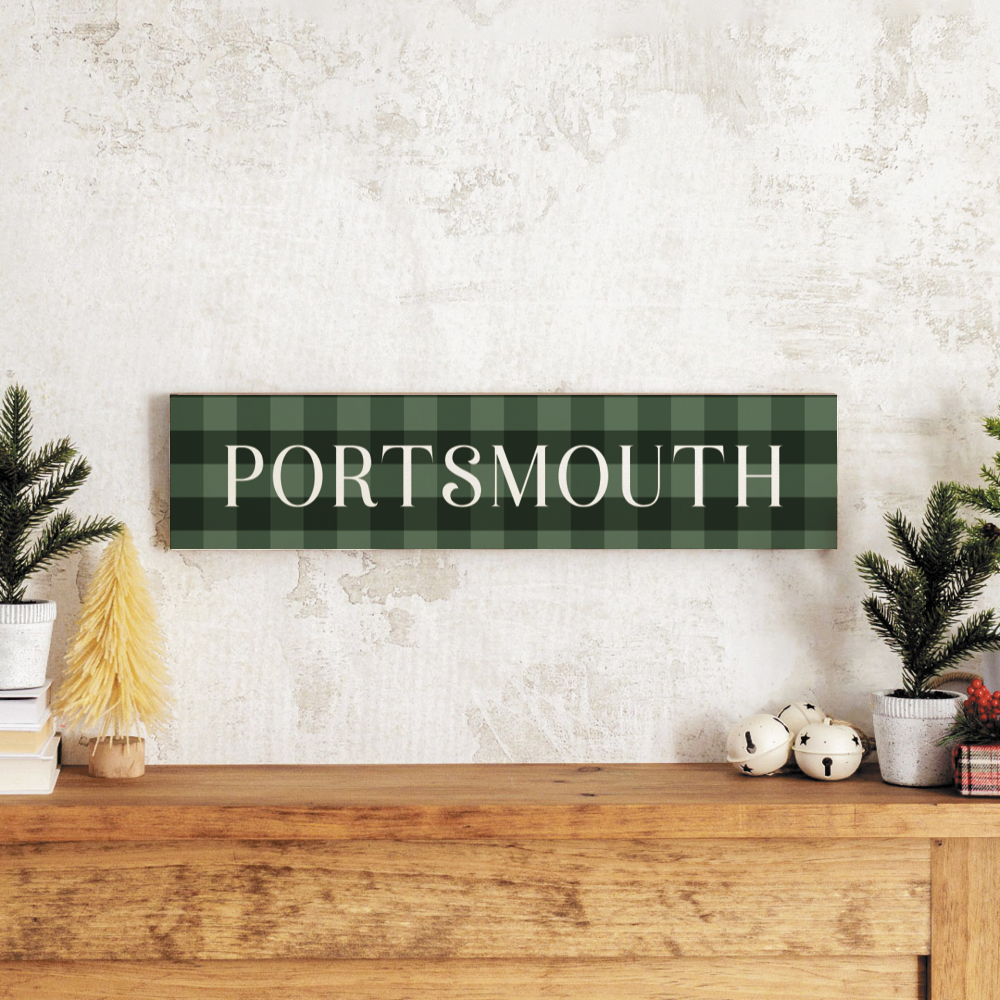 Personalized Green Plaid Barnwood Sign