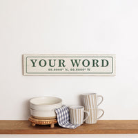 Your Word Personalized Green/White Barnwood Sign