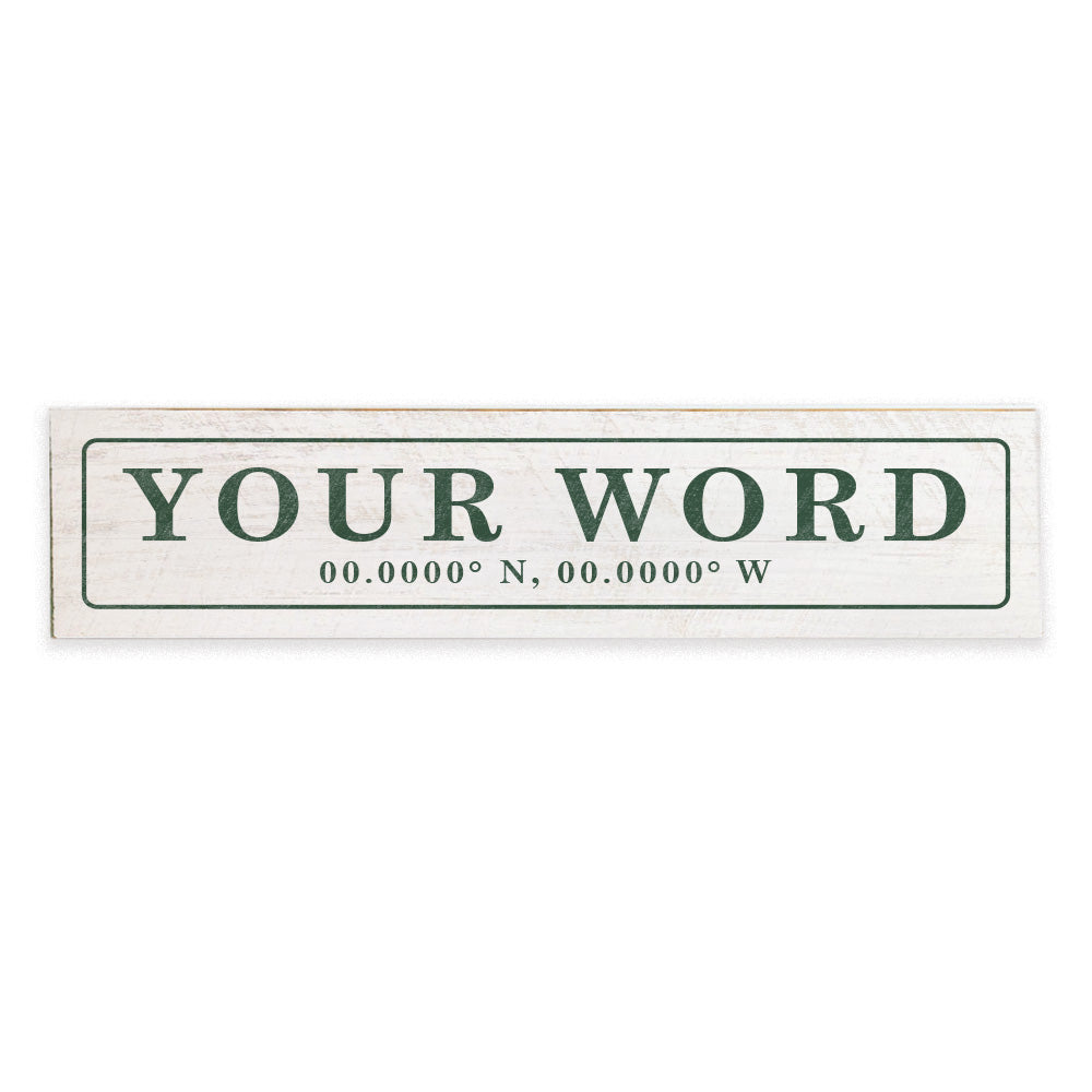 Your Word Personalized Green/White Barnwood Sign