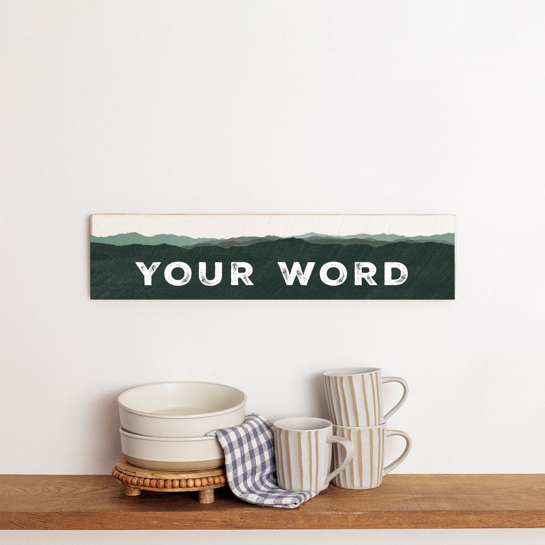 Mountains Green Personalized Barn Wood Sign