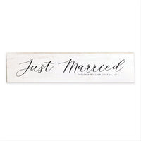 White Just Married Personalized Barn Wood Sign