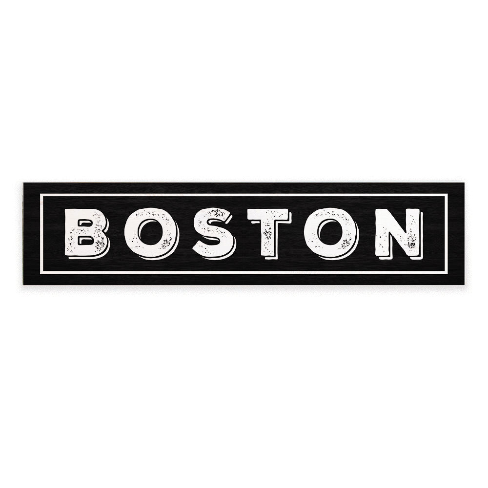 Boston Black and White Barnwood Sign