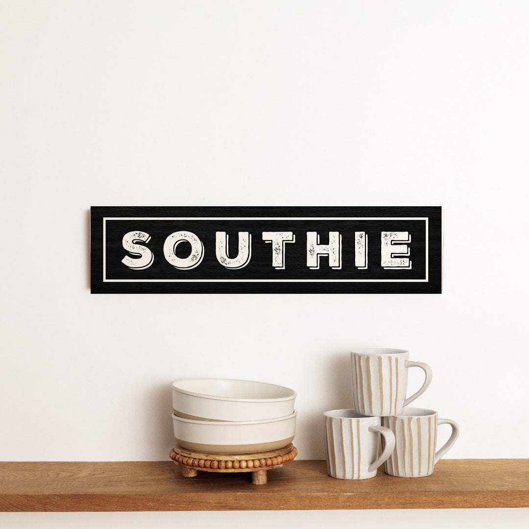 Southie Black and White Barnwood Sign