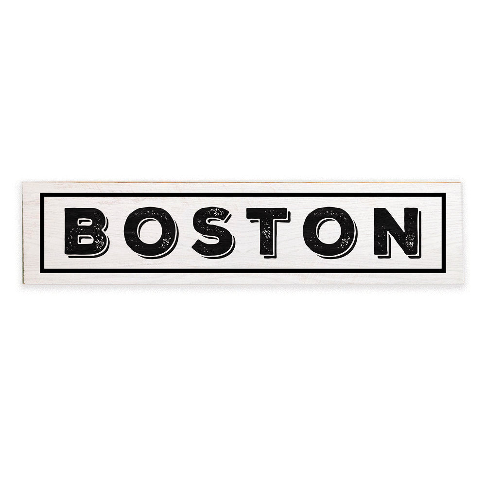 Boston White and Black Barnwood Sign