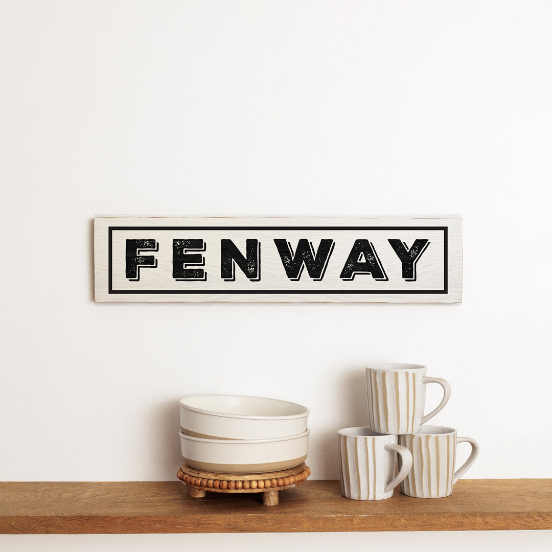 Fenway White and Black Barnwood Sign