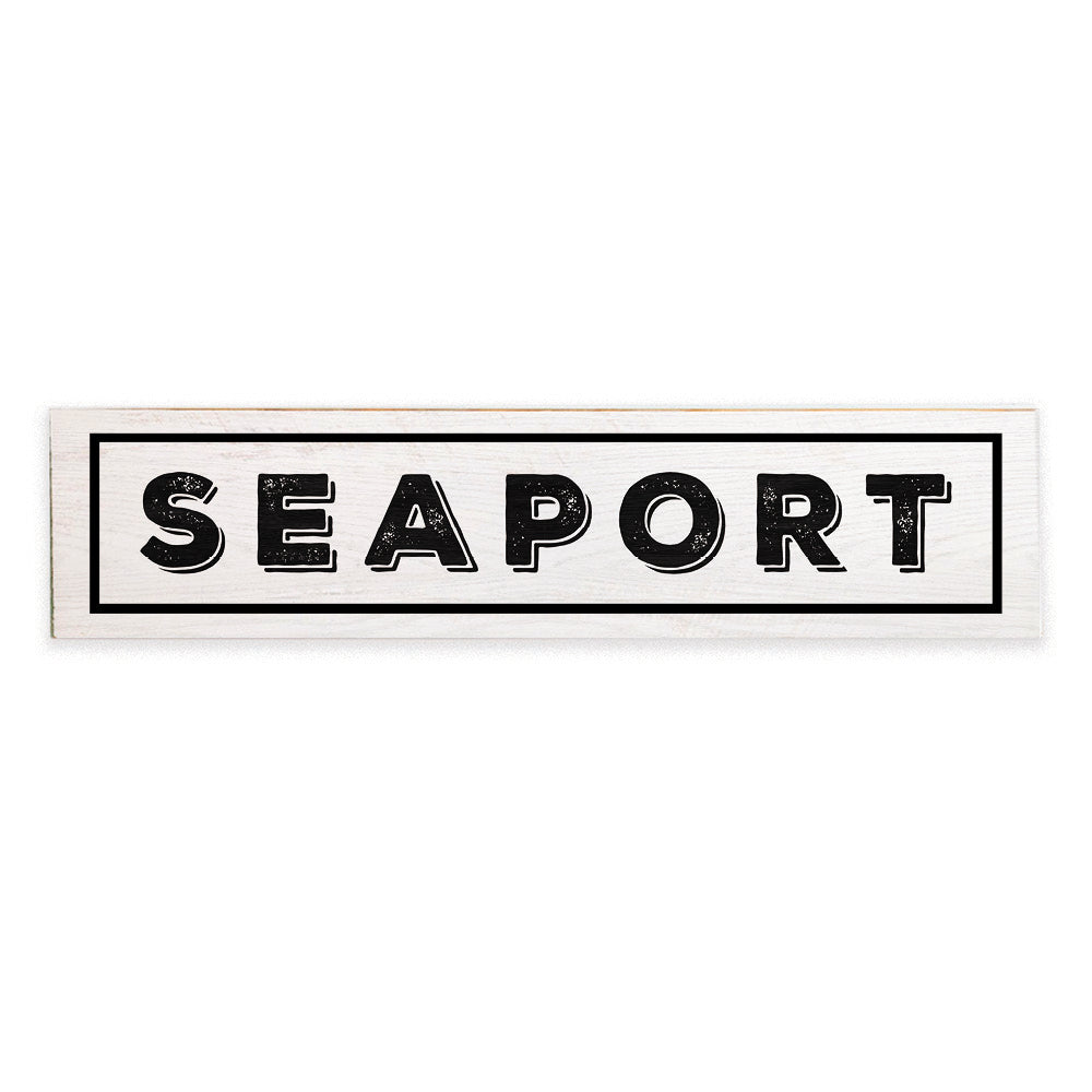 Seaport White and Black Barnwood Sign