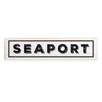 Seaport White and Black Barnwood Sign