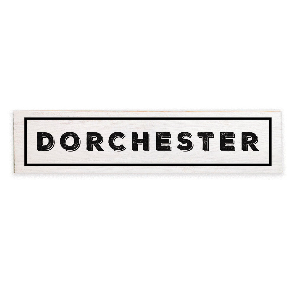 Dorchester White and Black Barnwood Sign