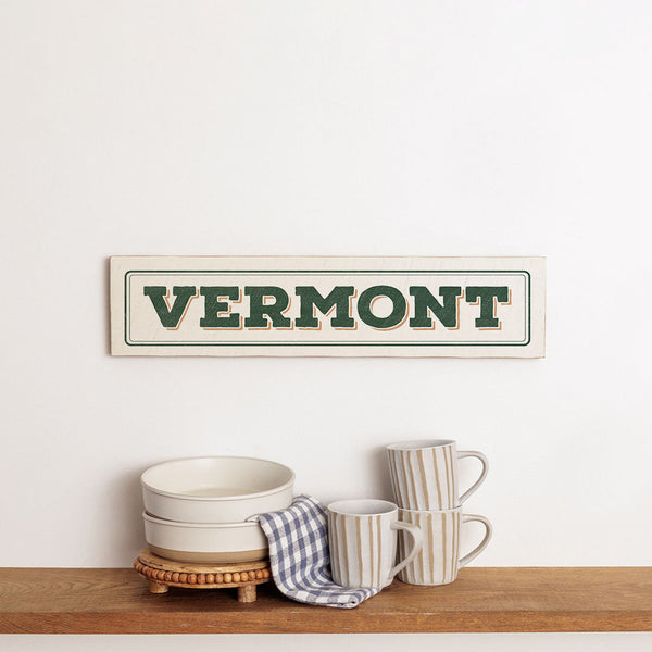 Vermont White Bordered Barn Wood Sign