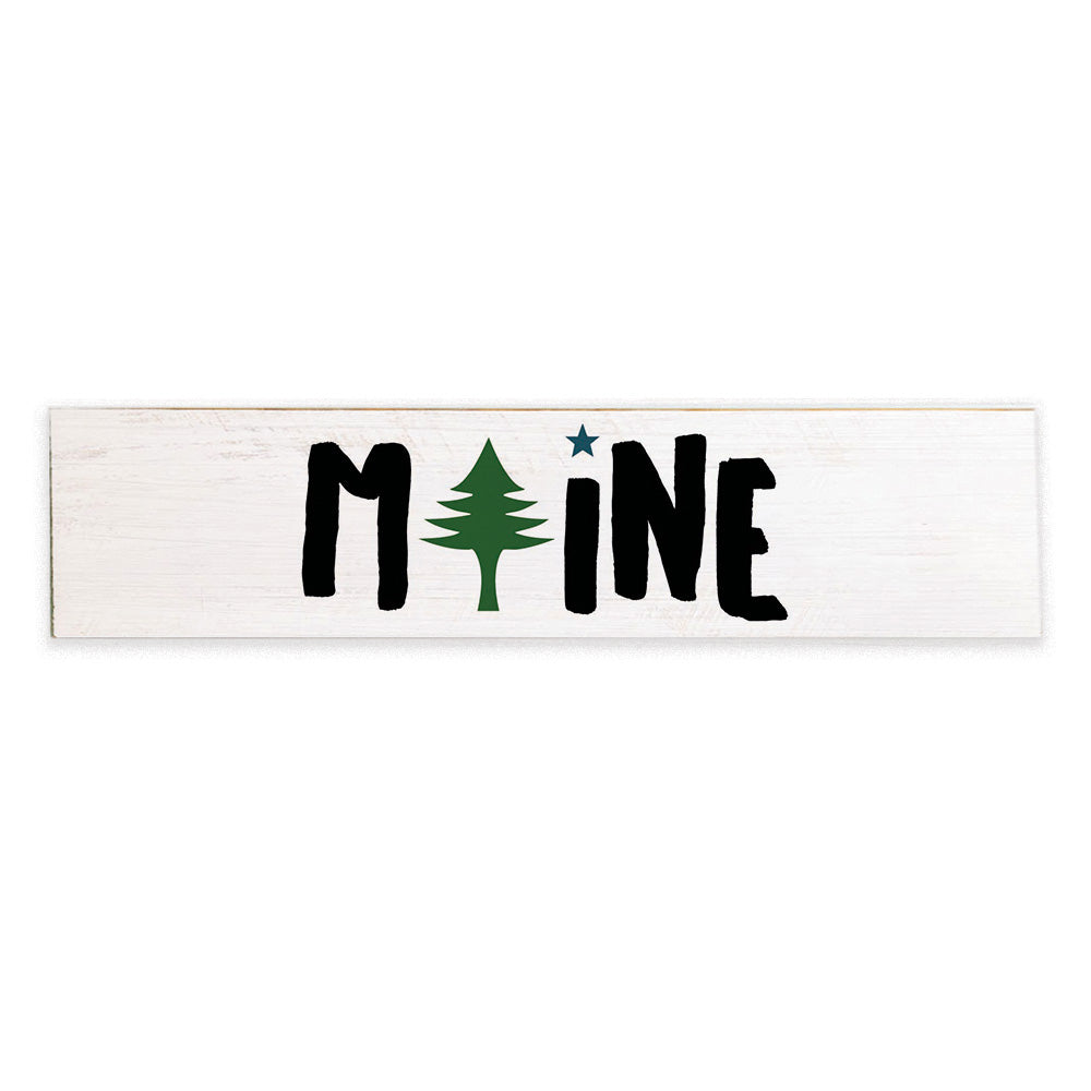 Maine Tree Icon Barn Wood Sign 6x24