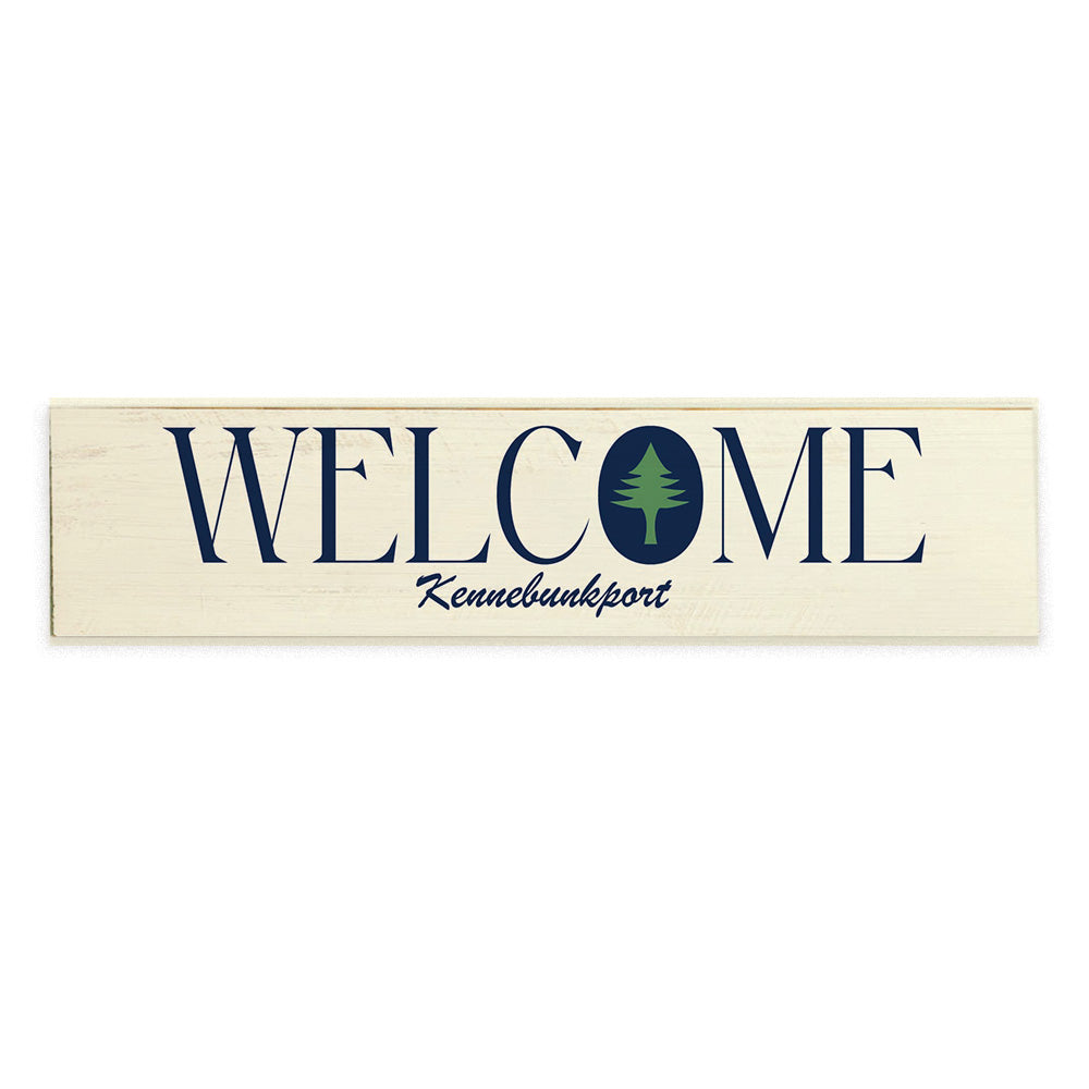 Welcome Kennebunkport Tree Icon Barnwood Sign 6x24