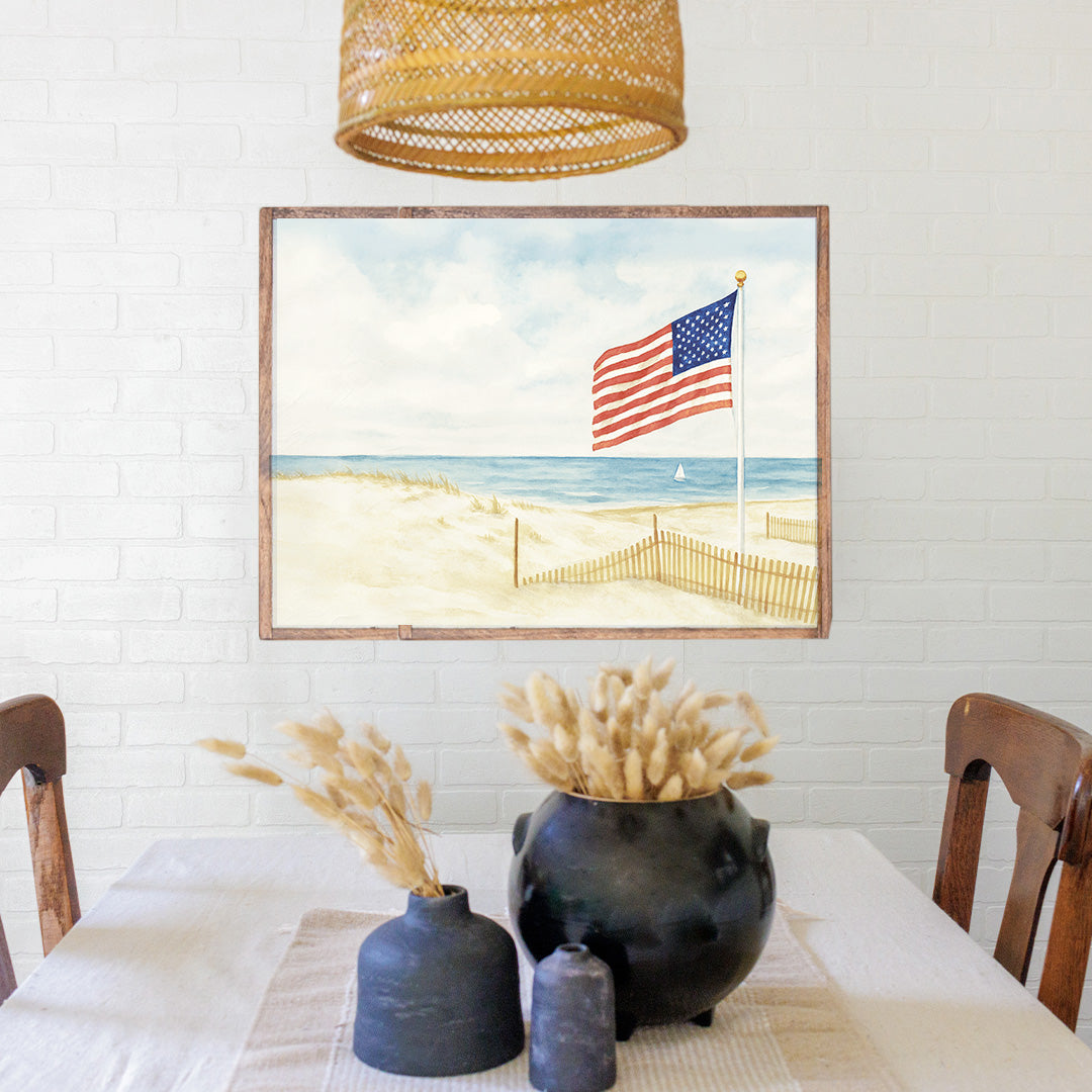 American Flag Beach Wall Art