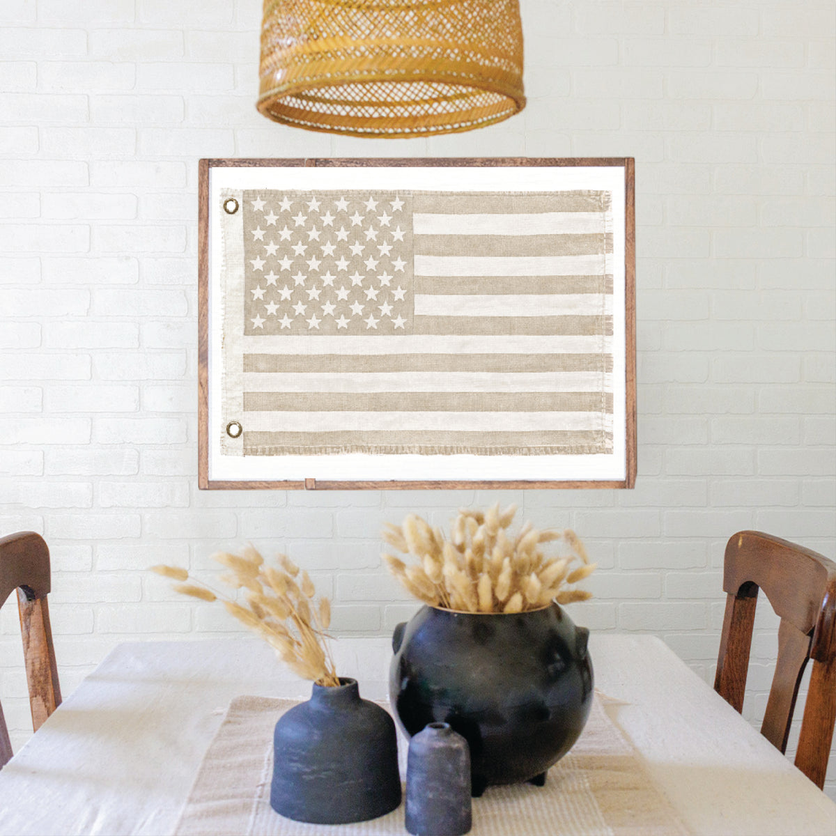 American Vintage Flag Whitewash Wall Art