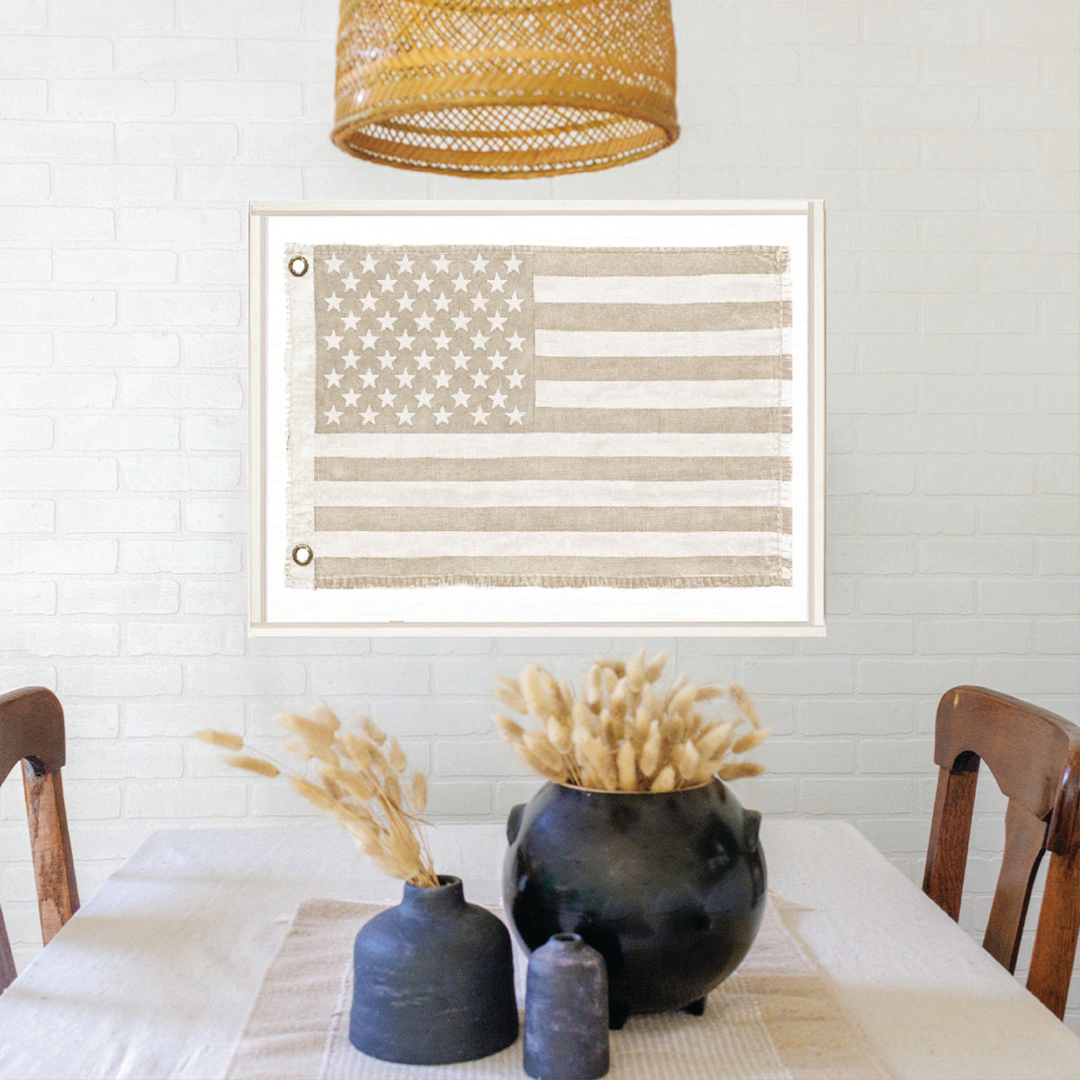 American Vintage Flag Whitewash Wall Art