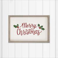 Merry Christmas Holly Leaves Wall Art