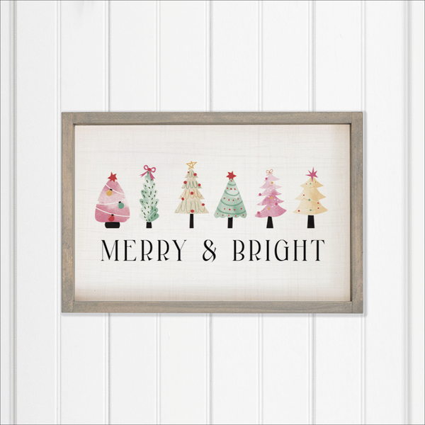 Merry & Bright Festive Christmas Trees Wall Art