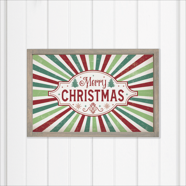 Merry Christmas Festive Stripe Wall Art