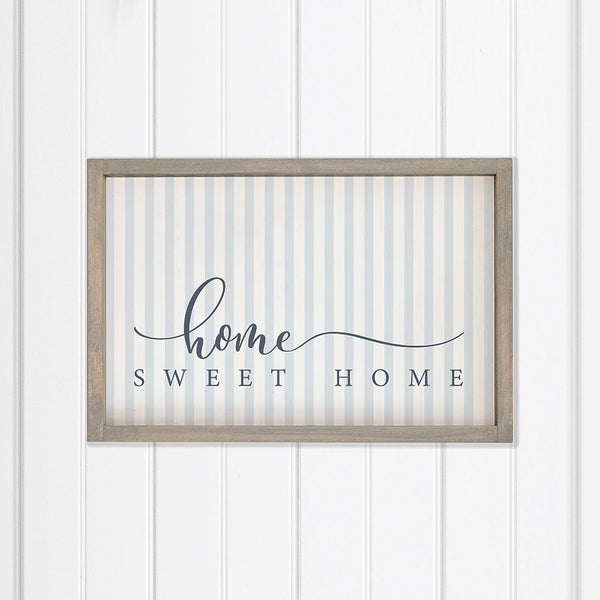 Blue and White Striped Home Sweet Home Wall Art