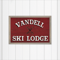 Personalized Red Ski Lodge Wall Art