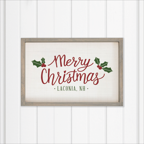 Personalized Merry Christmas Holly Leaves Wall Art