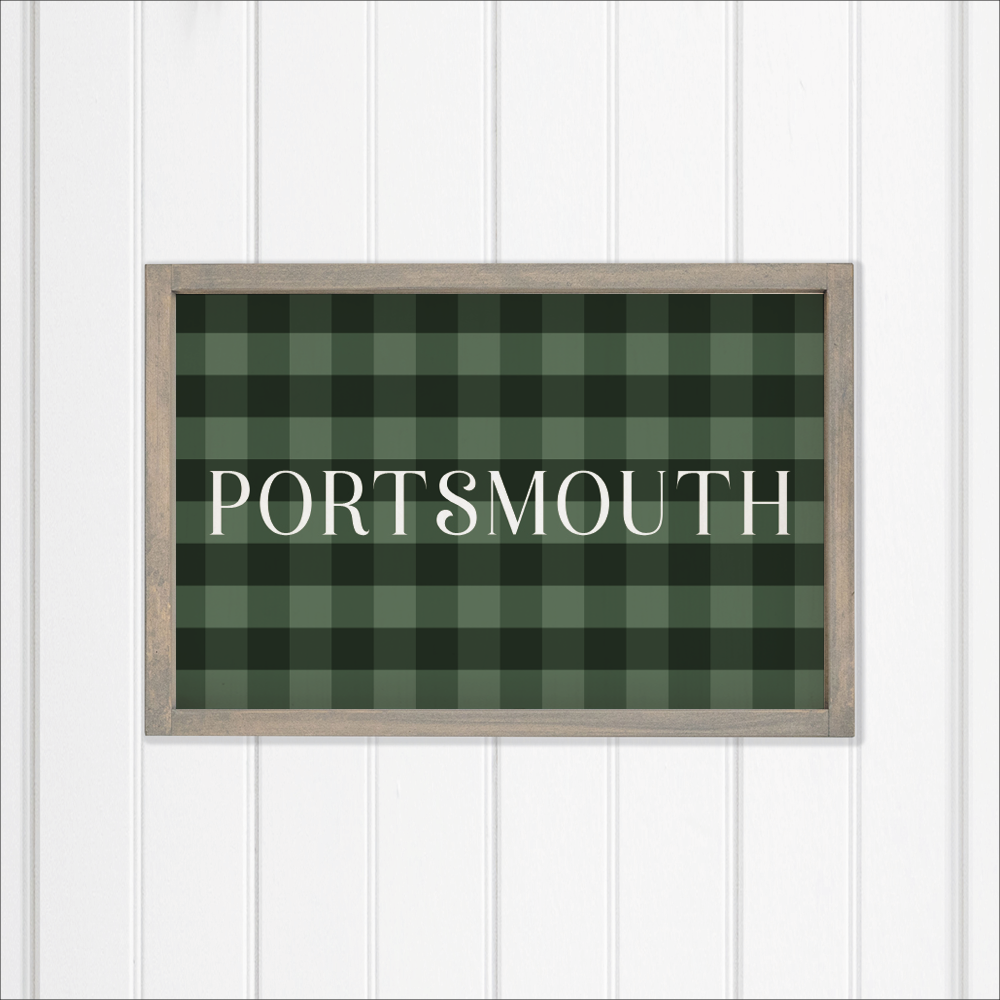 Personalized Green Plaid Wall Art